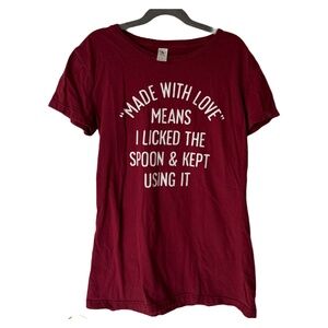 ‘Made With Love’ Dark Red Shirt by Air Waves Size Small NEVER WORN